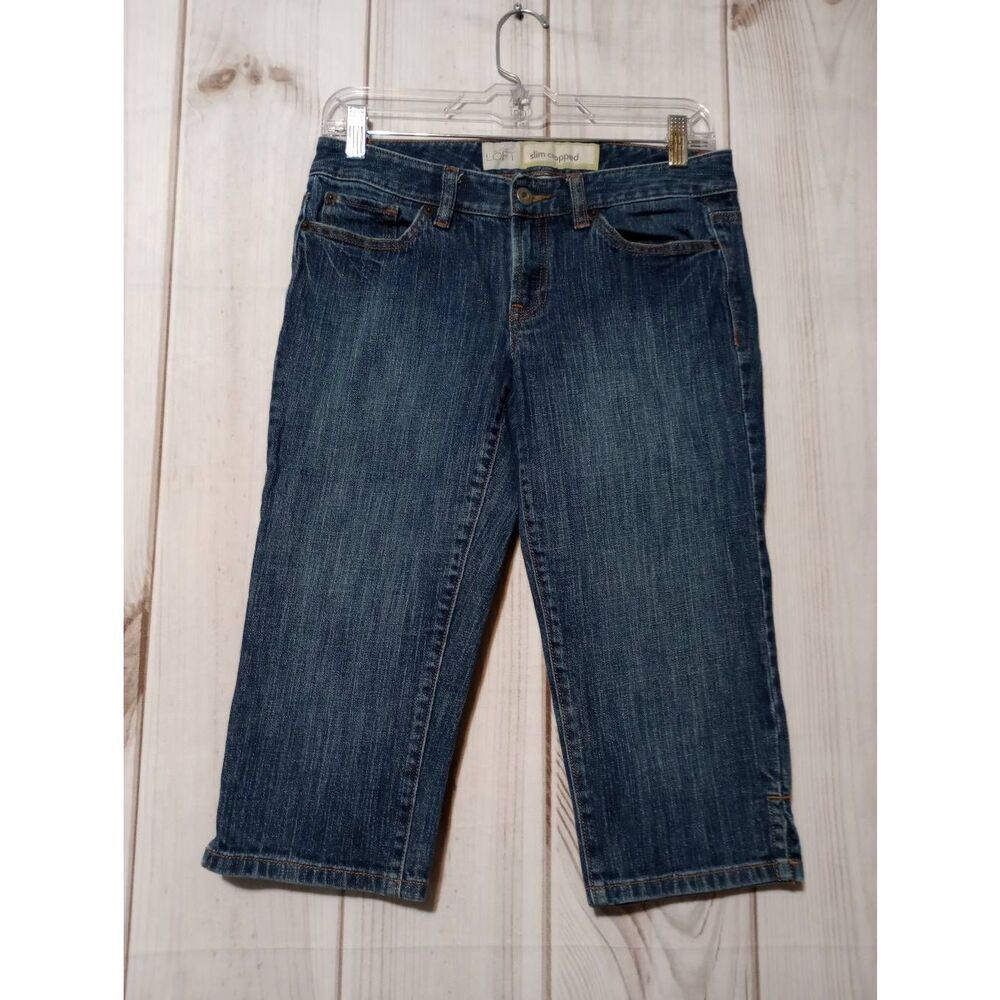 Ann‎ Taylor Loft Slim Cropped Jeans Womens 2 Medium Wash Denim Capri Pants